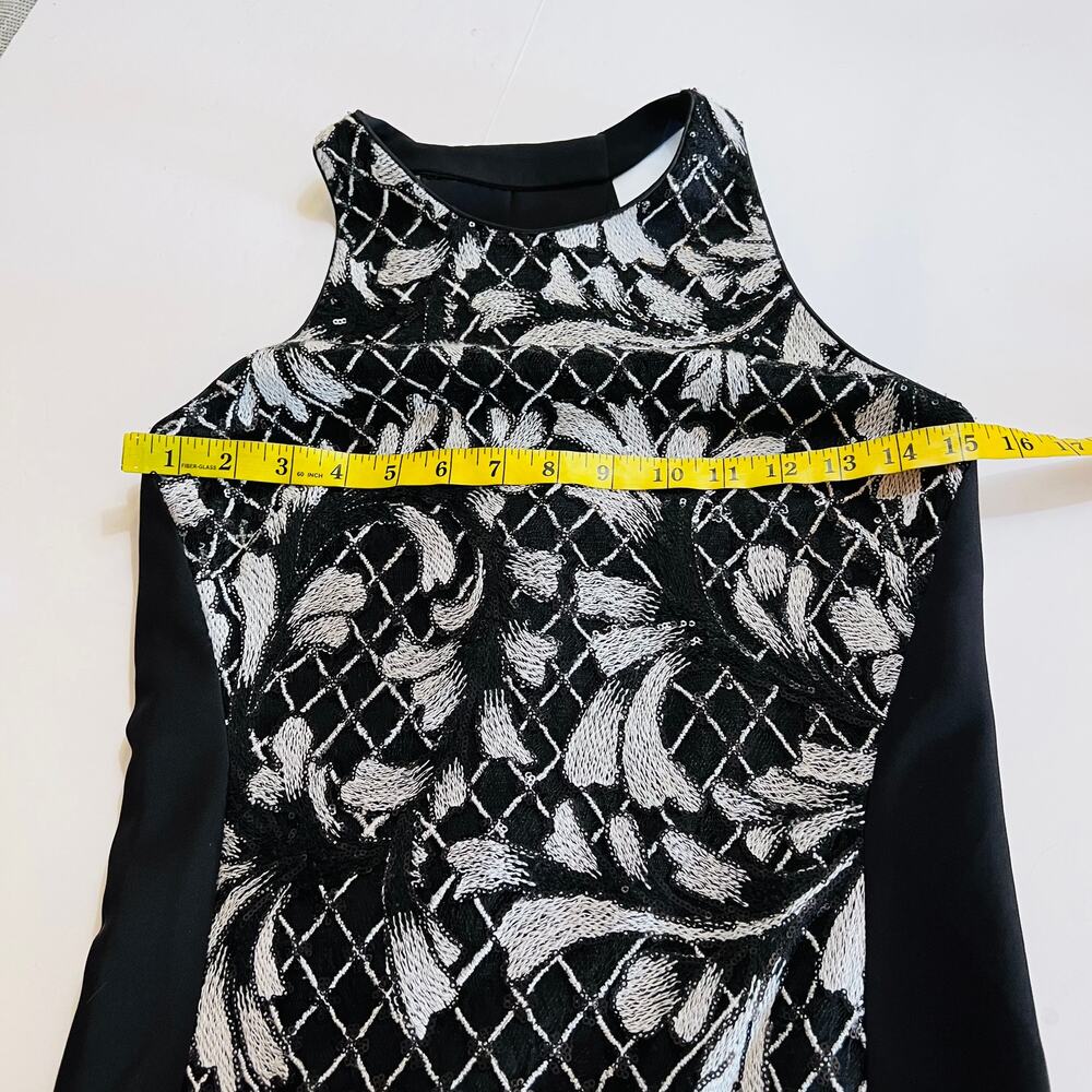 Badgley Mischka Embroidered Sequin Front Black sleeveless Maxi Dress Size 2 - Picture 6 of 9